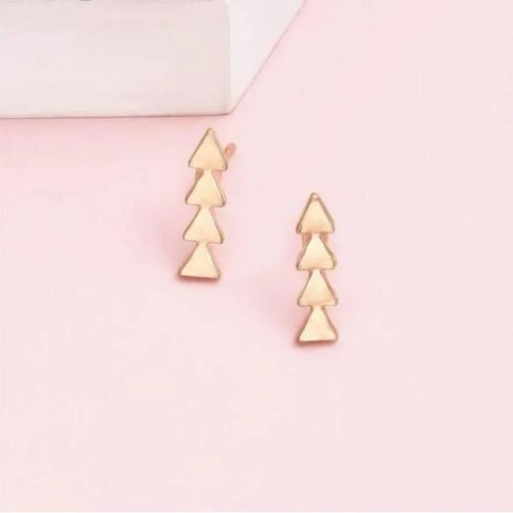 Gold Arrow Stud Earrings - Picture 2 of 2